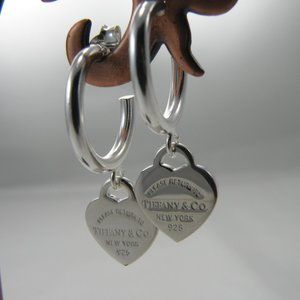 NEW Mini Heart Hoop Stud Earrings Return to Tiffany & Co Solid 925 Silver